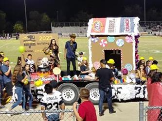 students on a float