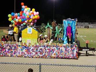 students on a float