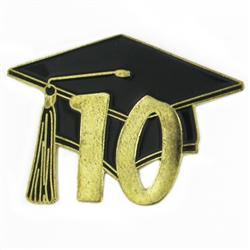 a graduation cap and 10