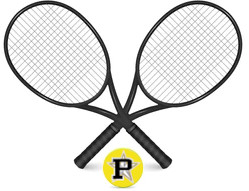 Two Tennis rackets  with ball