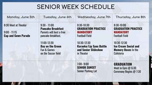 Senior Week 2023 Schedule